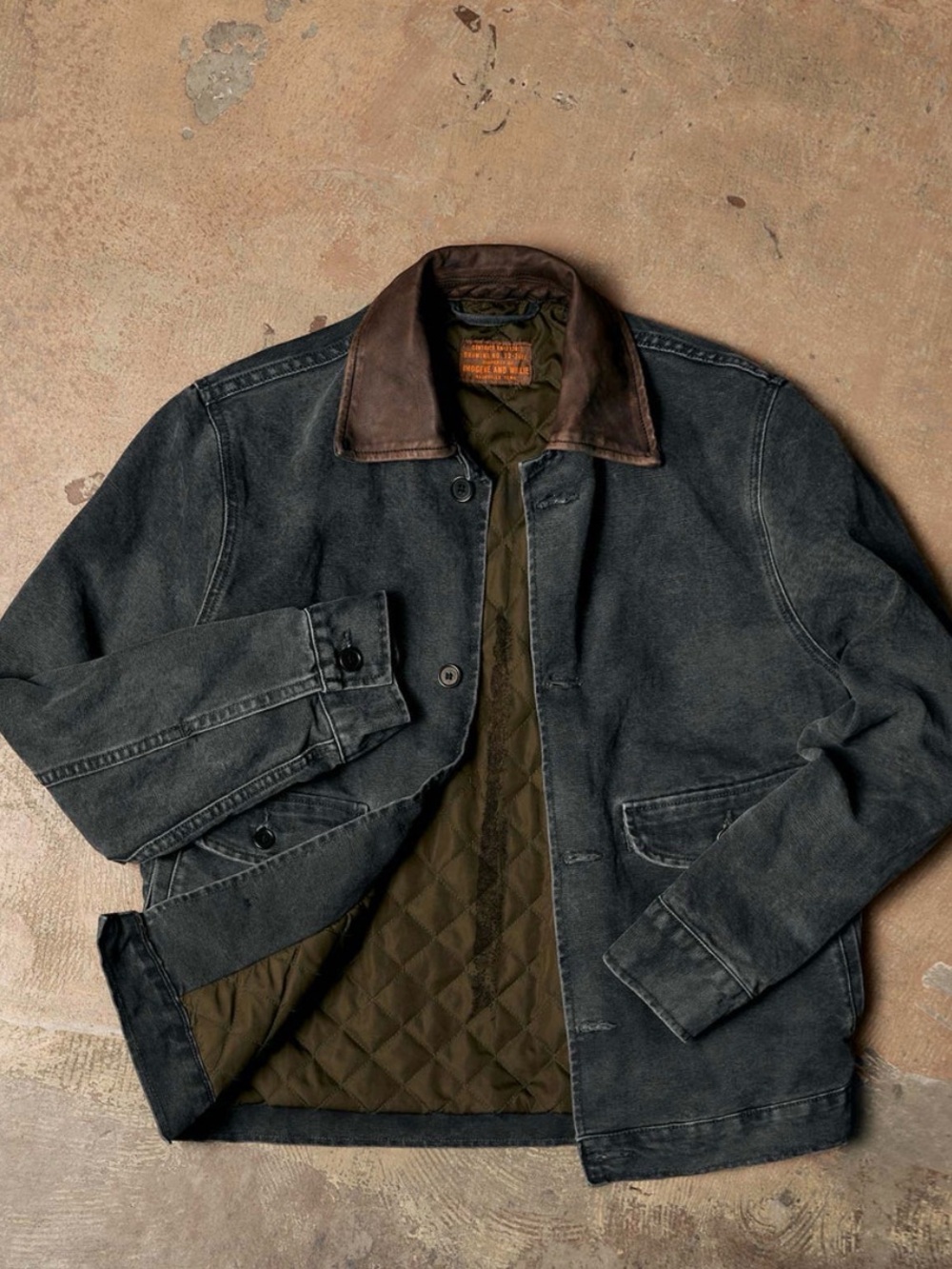 Imogene + Willie Quilt-Lined Canvas Chore Coat, Size Medium, Washed Black - Picture 2 of 6